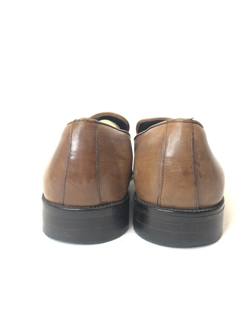 PETER HUBER Men's Brown Leather Dress Shoes Loafers Custom Made ShanghaI Sz 8.5